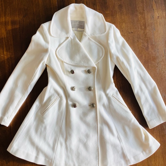 Jessica Simpson White Pea Coat Winter Christmas